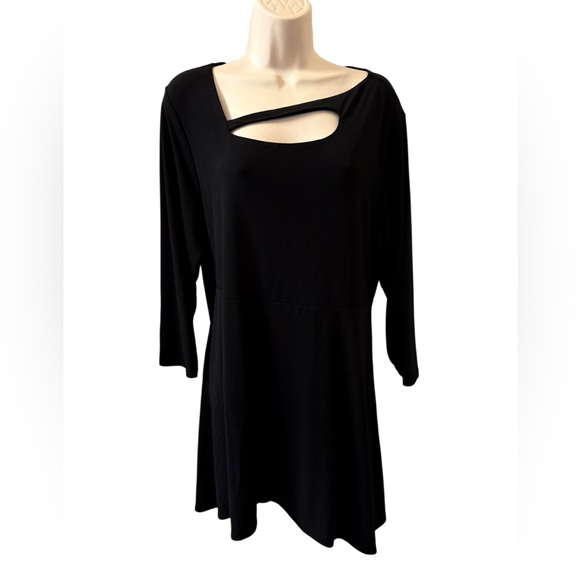 Alfani Black Tunic Top with Unique Neckline - Picture 1 of 4